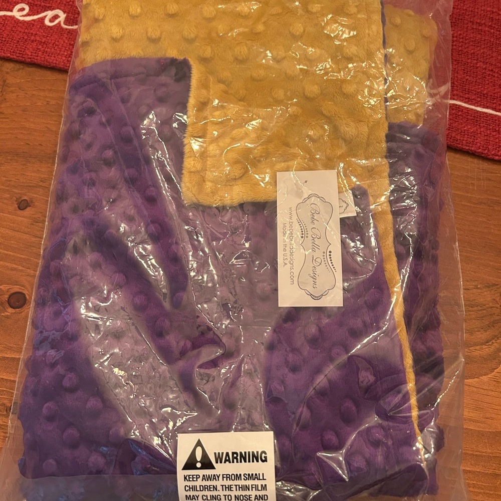 Purple and Yellow Minky Textured Baby Blanket